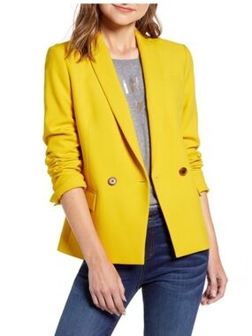 J Crew Mustard Yellow Dover Button Front Blazer Jacket Size 2
